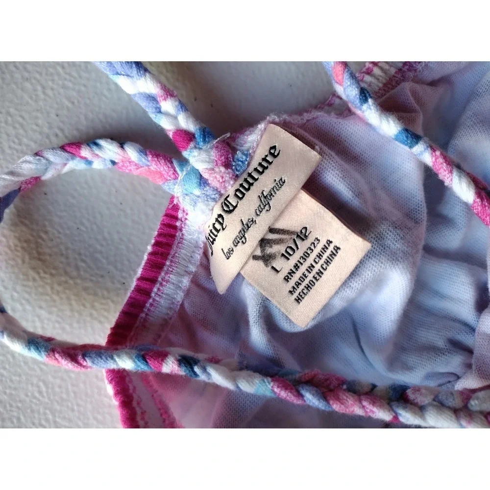 Juicy Couture‎ Girls Pink Blue Striped High-Low Dress Size L 10/12 NWT